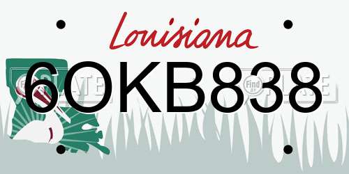 6OKB838 Louisiana License Plate