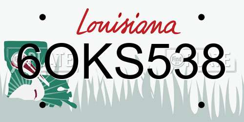 6OKS538 Louisiana License Plate