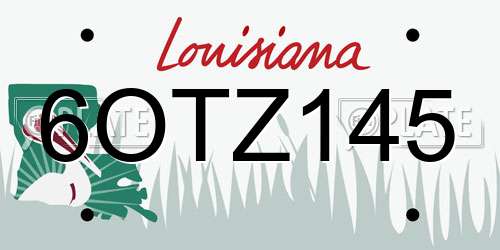 6OTZ145 Louisiana License Plate