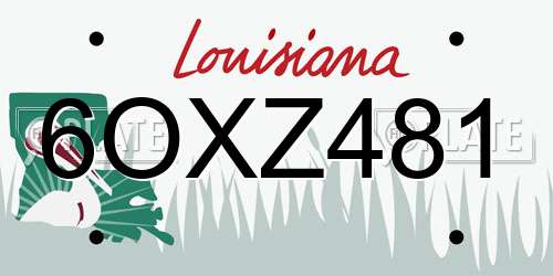 6OXZ481 Louisiana License Plate