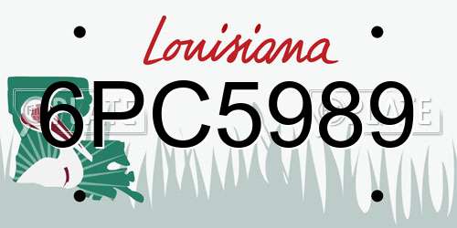 6PC5989 Louisiana License Plate