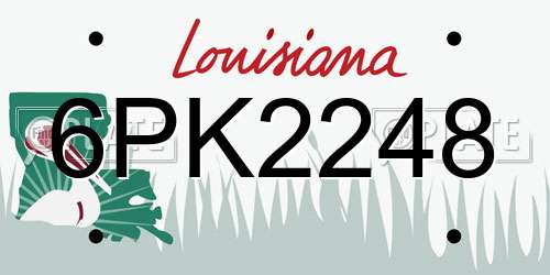 6PK2248 Louisiana License Plate