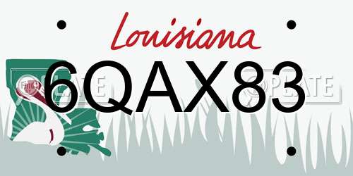6QAX83 Louisiana License Plate