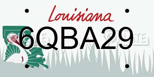6QBA29 Louisiana License Plate