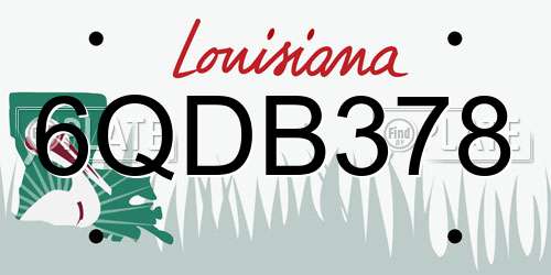 6QDB378 Louisiana License Plate