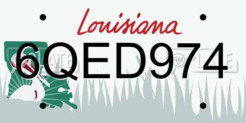 6QED974 Louisiana License Plate
