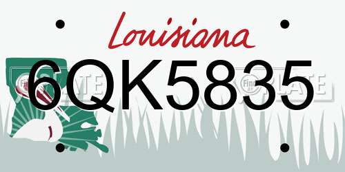 6QK5835 Louisiana License Plate