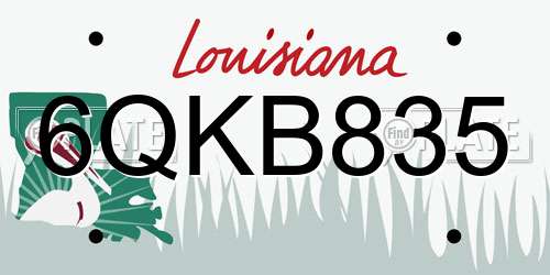 6QKB835 Louisiana License Plate