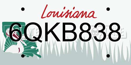 6QKB838 Louisiana License Plate
