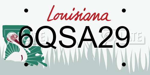 6QSA29 Louisiana License Plate