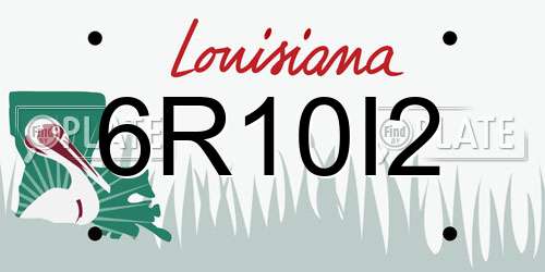 6R10I2 Louisiana License Plate