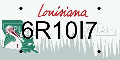 6R10I7 Louisiana License Plate