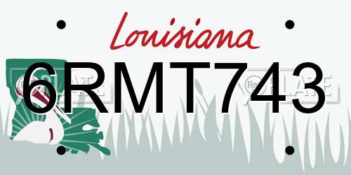 6RMT743 Louisiana License Plate