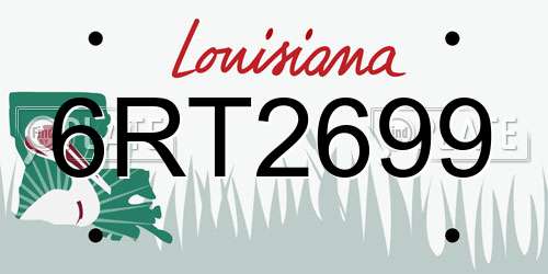 6RT2699 Louisiana License Plate