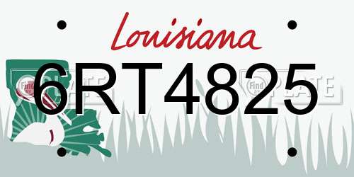 6RT4825 Louisiana License Plate