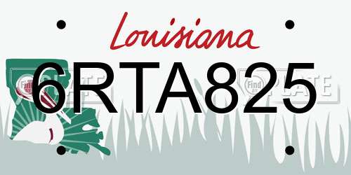 6RTA825 Louisiana License Plate