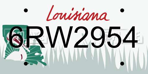 6RW2954 Louisiana License Plate