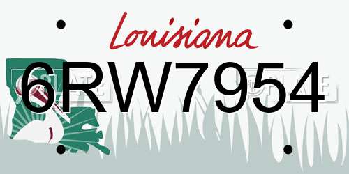6RW7954 Louisiana License Plate