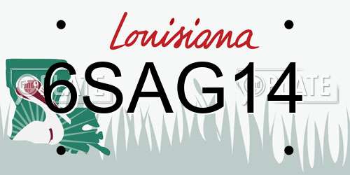 6SAG14 Louisiana License Plate
