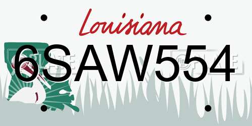 6SAW554 Louisiana License Plate