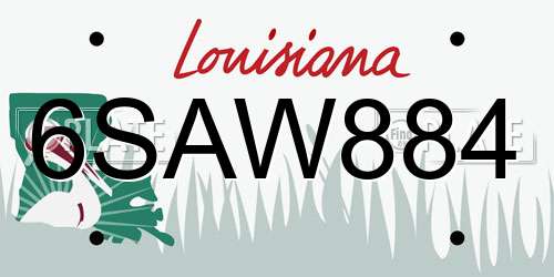 6SAW884 Louisiana License Plate
