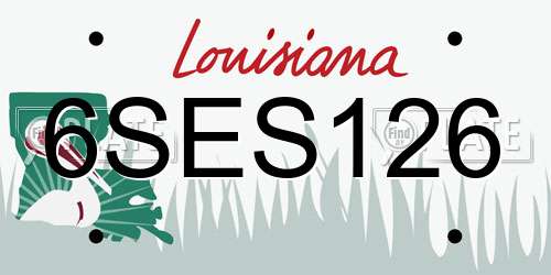 6SES126 Louisiana License Plate