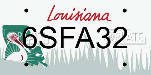 6SFA32 Louisiana License Plate
