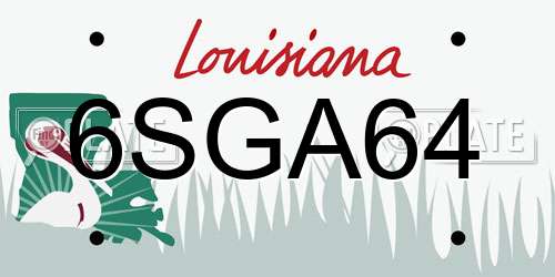 6SGA64 Louisiana License Plate