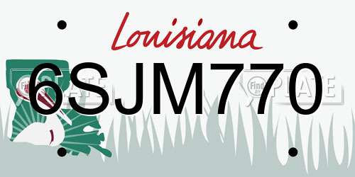 6SJM770 Louisiana License Plate