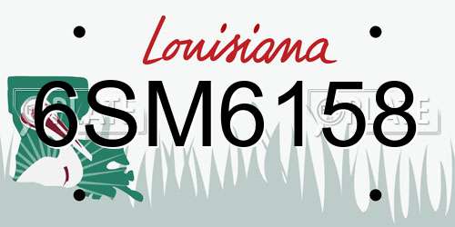 6SM6158 Louisiana License Plate