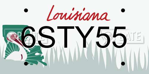 6STY55 Louisiana License Plate