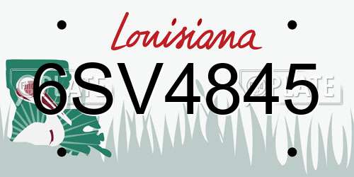 6SV4845 Louisiana License Plate