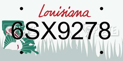 6SX9278 Louisiana License Plate