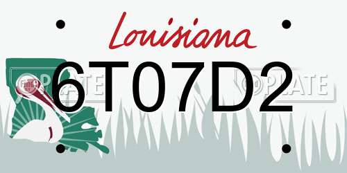 6T07D2 Louisiana License Plate