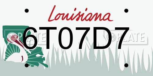 6T07D7 Louisiana License Plate