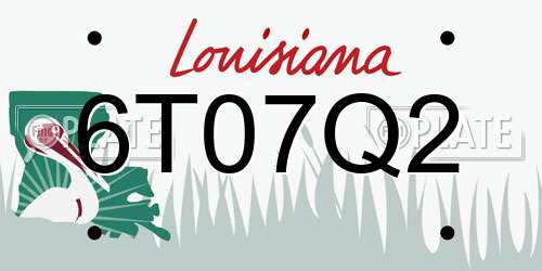 6T07Q2 Louisiana License Plate