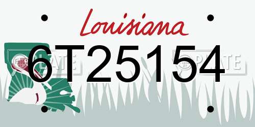 6T25154 Louisiana License Plate