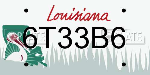 6T33B6 Louisiana License Plate