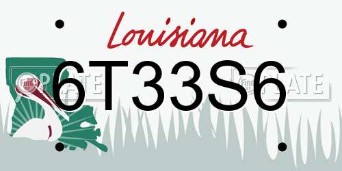 6T33S6 Louisiana License Plate