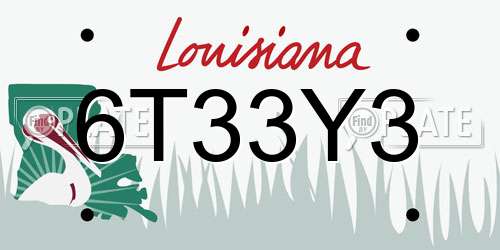 6T33Y3 Louisiana License Plate
