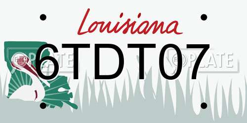 6TDT07 Louisiana License Plate