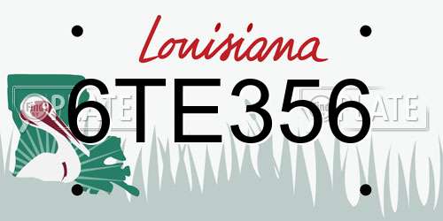 6TE356 Louisiana License Plate
