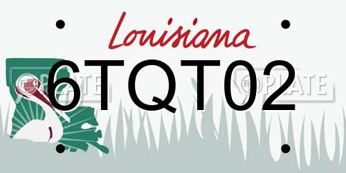 6TQT02 Louisiana License Plate