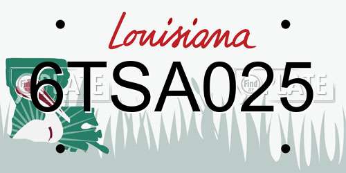 6TSA025 Louisiana License Plate