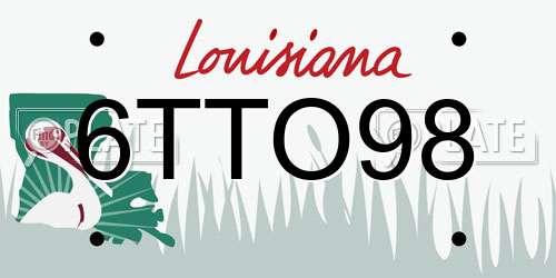 6TTO98 Louisiana License Plate