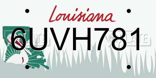 6UVH781 Louisiana License Plate