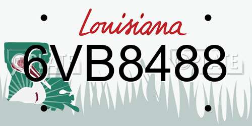 6VB8488 Louisiana License Plate