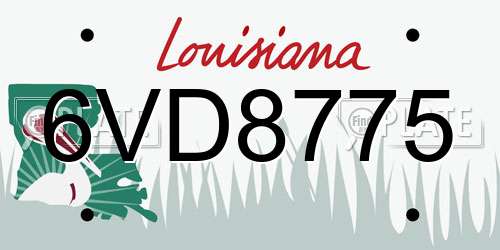 6VD8775 Louisiana License Plate