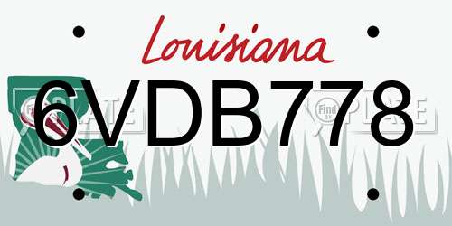 6VDB778 Louisiana License Plate