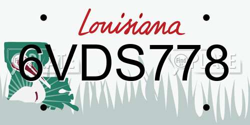 6VDS778 Louisiana License Plate